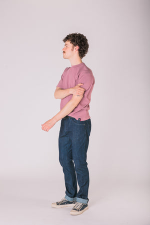 Crew Neck Tab Tee | Dusty Rose